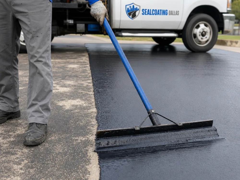 Close-up of squeegee and spray application creating an even black finish with a clean edge line